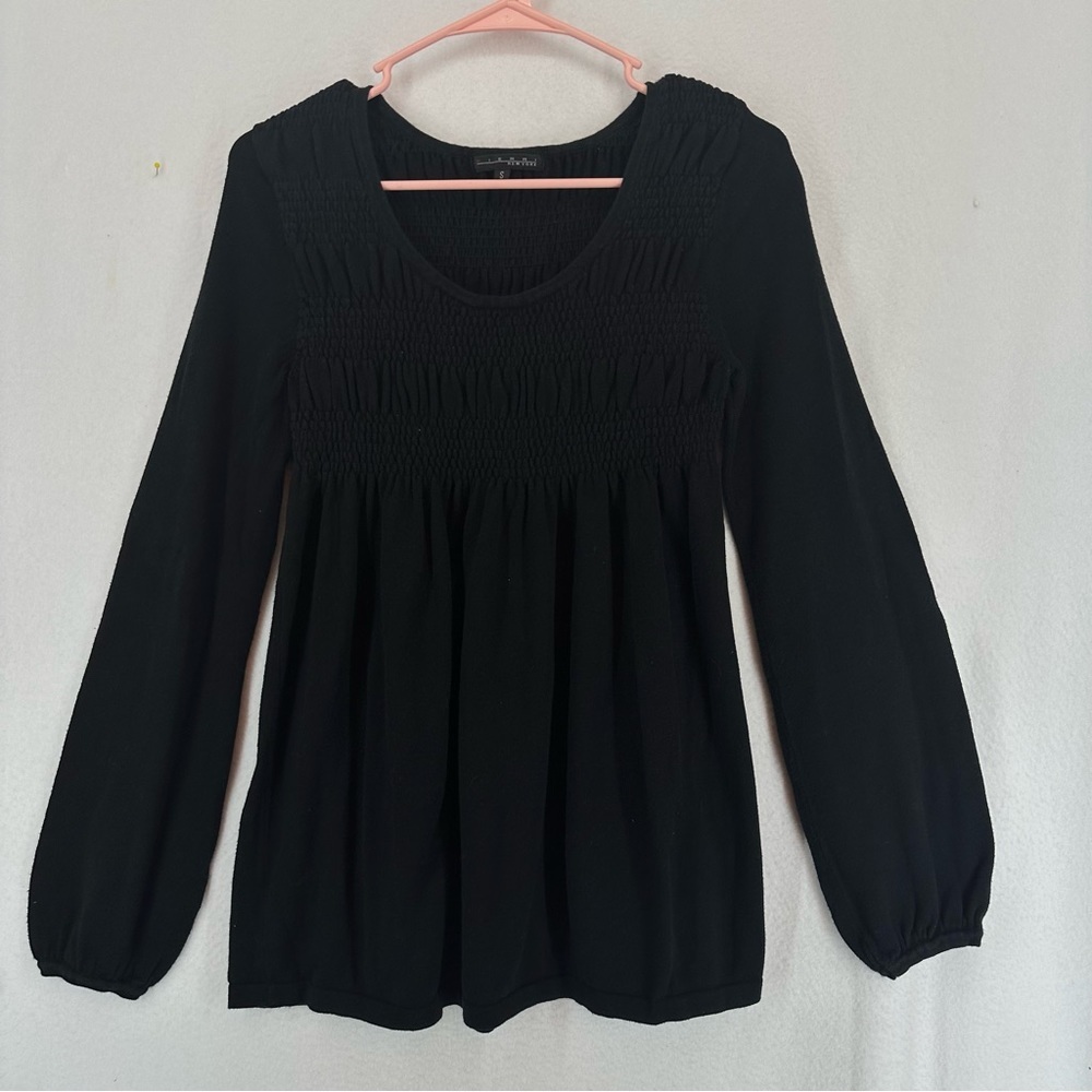 Pierri New York Smocked Long Sleeve Sweater Women’s S Black